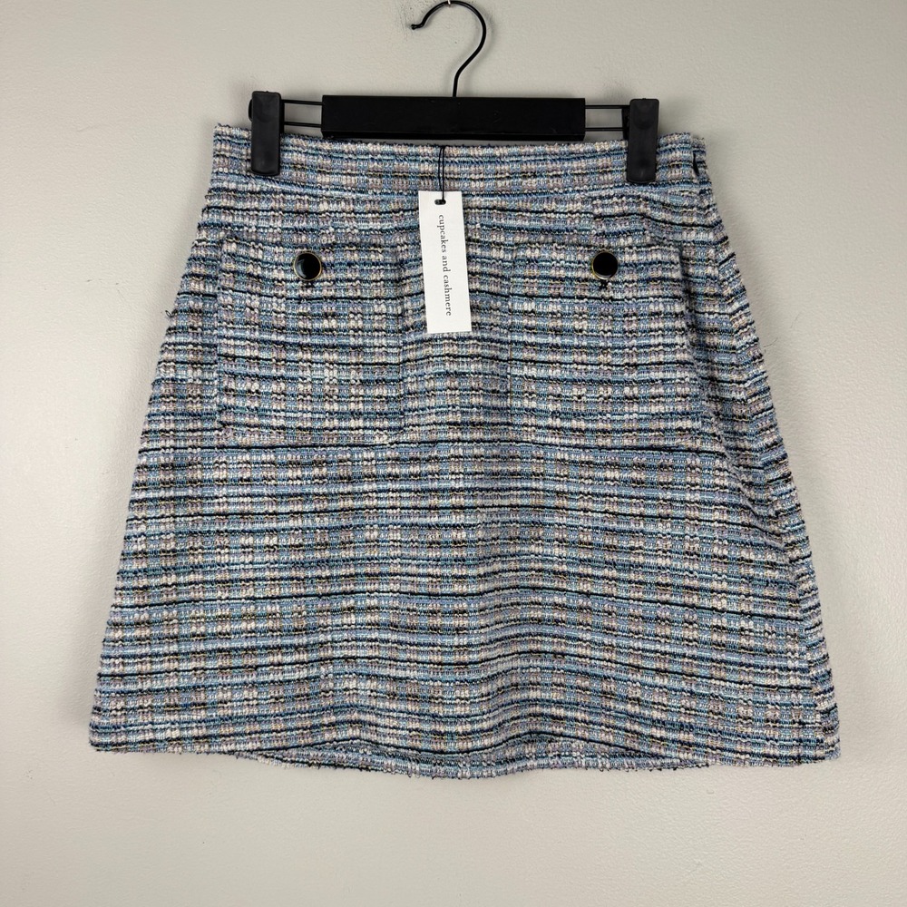 Cupcakes And Cashmere Perseus Mini Skirt Women's 6 Blue Fog Cotton A-Line Career